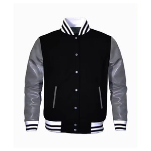 Chaqueta Deportiva de Lana para Hombre, Estilo Universitario, Color Sólido, Chaqueta Bomber con Patrón Reversible, Cálida y Resistente al Viento - Product Image 1