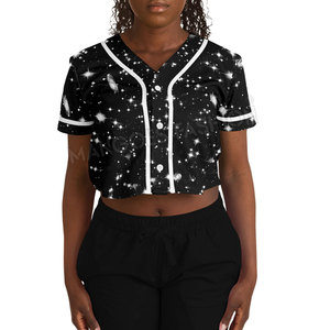 OEM Custom Stitch Breathable Quick Dry Baseball Crop Top Jersey Women's Summer <b>Adjustable</b> <b>Strap</b> Crew Neck Pockets All Seasons - Product Image 3