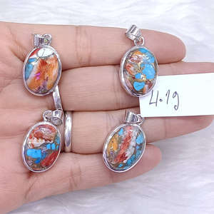 Colgantes Finos de Plata de Ley 925 con Turquesa Ostra Hechos a Mano, Precio al por Mayor, Joyería de Plata - Product Image 1