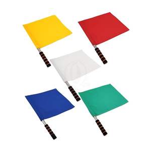 Juego de 2 Banderas de Árbitro Estándar para Fútbol, Patrón de Cuarto, Alta Visibilidad, Banderas Rojas y Amarillas - Product Image 2