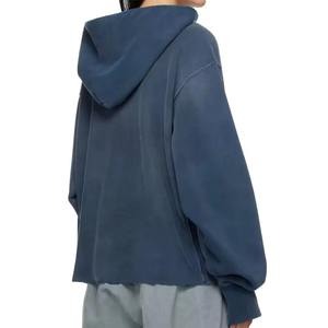 Sweat-shirts surdimensionnés personnalisés pour hommes, style streetwear, avec poches, ourlet brut, 100 % coton molletonné, anti-plis, mode hiver 2026 - Product Image 6