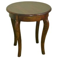 Table à manger ronde en bois avec pieds courbés, design antique traditionnel, meubles de maison, construction stable en bois massif