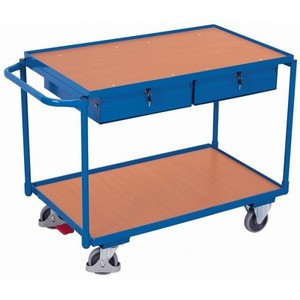 Variofit Industrial <b>Table</b> Trolley 250 Kg Capacity 2 Loading Shelves Drawers Four-<b>Wheel</b> Rubber Tyres Enclosed OEM Customizable - Product Image 1