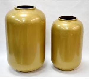 Trends Home Decorative Metal <b>Table</b> Vase Set of 2 Different Shaped Candle Holders Lanterns & Candle Jars for Home Decor - Product Image 5