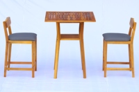 Ensemble de table de bar pliable en bois d'acacia massif, 3 pièces, design contemporain, pour l'extérieur, la maison, le bureau, l'hôtel, l'école