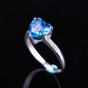 Anillo de Topacio Azul Corte Corazón, Plata 925, Engaste de Puntas, Anillo de Compromiso para Mujer, Estilo Romántico - Product Image 6