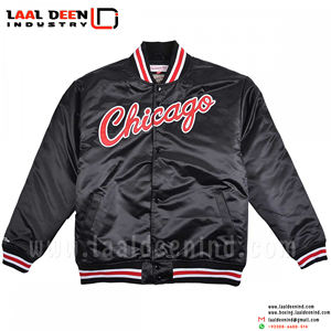 OEM personnalisé chenille broderie logo manches en cuir bleu clair baseball bomber letterman varity veste logo entièrement personnalisé - Product Image 3
