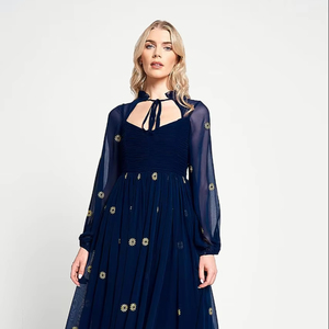 flower floral embellishment Evening dress for the party and the luxury events for the night function full sleeves - Product Image 1