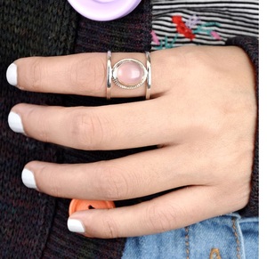 Adjustable 925 Sterling Silver Rose Quartz <b>Ring</b> <b>for</b> <b>Women</b> Large Bohemian <b>Statement</b> Gemstone Birthstone Jewelry <b>for</b> Wedding - Product Image 6