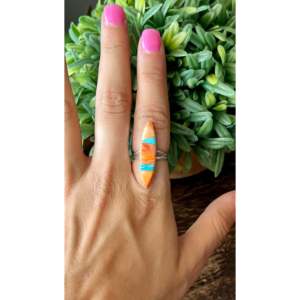 Navajo Handcrafted Multi Stone Turquoise Opal <b>Jade</b> Sterling Silver Inlay <b>Ring</b> Size 5 - Product Image 2