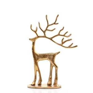 Sculpture de renne moderne en métal de qualité supérieure avec base en bois Décoration de table de Noël - Product Image 3