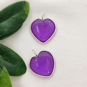 จี้รูปหัวใจทำจากอเมทิสต์ควอตซ์ ตัวจี้เงินแท้ 925 สำหรับทำเครื่องประดับ งานแฮนด์เมด ขนาด 20 มม. จี้รูปหัวใจแกะสลัก - Product Image 1