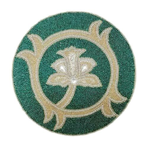 Napperons de broderie perlée de luxe pour la décoration de table napperons de perles de rocaille de conception personnalisée avec napperon perlé de broderie florale - Product Image 5