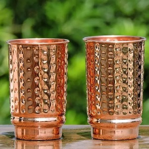 Minimalist Design Copper <b>Glasses</b> Set of 2 Elegant Handmade Drinkware Ideal for Home Bar Table Party or Daily Use From India - Product Image 2