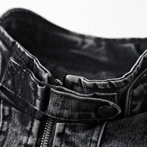 Vêtements décontractés pour hommes, veste d'automne, manteau boutonné en jean oversize avec col montant, vêtements d'extérieur en jean - Product Image 6