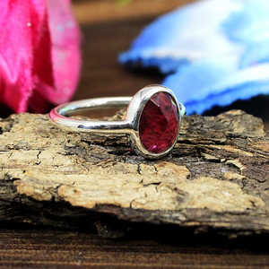 Bague en argent 92.5 faite à la main avec tourmaline rose de style hip-hop avec rubis naturel et incrustation de topaze bijoux fins - Product Image 6