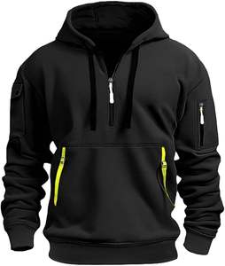 Men's Tactical Sweatshirt Solid Quarter <b>Zip</b> Pullover Hoodie Pockets Workout Running Active Made Fleece Fabric Sports industry - Product Image 3