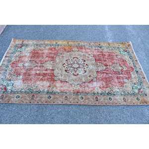 Tapis turc vintage 3,8 x 6,7 pieds, tapis d'intérieur, tapis en laine rouge - Product Image 3