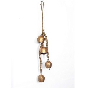 Hand Curved Metal Vintage Cow Hanging <b>Bells</b> Cluster Handmade Antique Gold Hanging <b>Bell</b> Decorative Lucky Cow <b>Bells</b> - Product Image 3