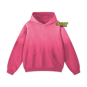 Vente en gros de sweat à capuche pour hommes gris fumée vintage lourd délavé à l'acide avec poche - Product Image 1