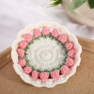 Posavasos de Ganchillo de Lana Hecho a Mano con Diseño de Rosa y Campanilla, Manta de Diseño Clásico Reutilizable de 5 mm de Grosor, Regalo para el Día de la Madre, Da Nang - Product Image 1