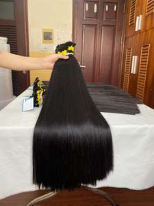 Extensions de cheveux humains naturels de qualité supérieure, couleur noire, couleur de cheveux organique, lisses et soyeuses, en vrac, prix de gros - Product Image 2