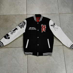 100% Wool Eco-Friendly Breathable Windproof Winter Streetwear Men's Varsity Jackets Solid Embroidered Stand Collar Single <b>Button</b> - Product Image 1