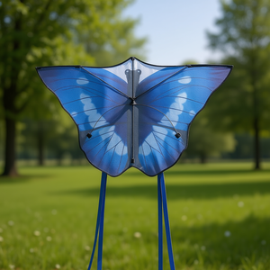Cerf-volant papillon bleu d'extérieur 130x85cm avec ligne de 30m, conception à ligne simple - Product Image 3
