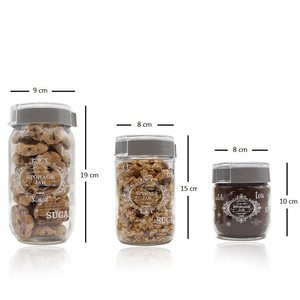 Turchese/grigio/blu Set di 3 vasetti di vetro con coperchio in plastica 1000/660/625ml per il caffè zucchero tè di conservazione - Product Image 2