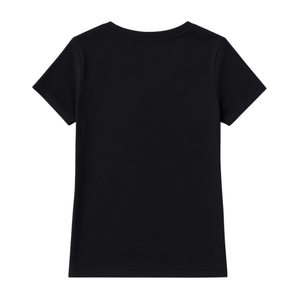 T-shirt pour femme en coton biologique de luxe 100% pré-rétréci certifié GOTS, col en V profond noir, doux, respirant, coupe classique - Product Image 2