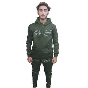 Vêtements de sport en coton pour hommes, logo personnalisé, survêtement ajusté à fermeture éclair complète, 2 pièces, vente en gros - Product Image 3