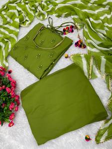 DISEÑADOR HEAVY FUAX GEORGETTE TOP CON TRAJE PALAZZO - Product Image 3