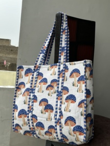 Handmade Boho Floral Printed Large Size Cotton <b>Tote</b> <b>Bag</b> <b>for</b> <b>Women</b> Stylish Beach and Shopping Shoulder <b>Bag</b> - Product Image 2