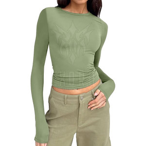 Top estirado para mujer con tela cómoda ajustada, perfecto para uso diario, informal, yoga, gimnasio y moda callejera - Product Image 3