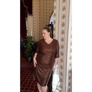 Robe de soirée à paillettes grande taille en marron - Product Image 2