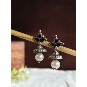 Boucle d'oreille en argent réplique oxydée avec finition argentée pour femmes, produit ethnique en vrac, bijoux de mode - Product Image 4