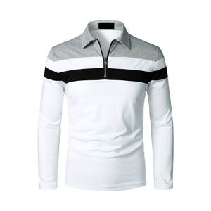 Camiseta Polo de Manga Larga para Hombre, Tendencia Popular, Colores en Contraste, Mezcla de Algodón - Product Image 1