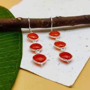 ต่างหูชั้นดีทำด้วยมือเงินสเตอร์ลิง925สวยงามเรียบง่ายรูปหัวใจแฟนซีพร้อมของขวัญพลอยคาร์เนเลียนจากธรรมชาติ - Product Image 3