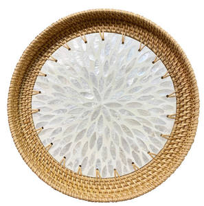 EW design-bandejas de mimbre para servir de nácar, bandeja de incrustación hecha a mano natural de Viet am AM - Product Image 3