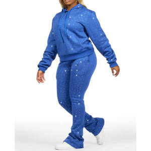 Ensemble de survêtement de sport pour femme, taille extra haute, coupe ajustée, veste zippée et pantalon, extensible, flexible, tenue de sport - Product Image 2