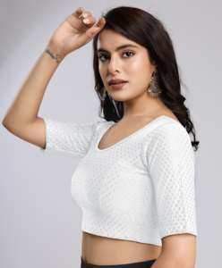 Trendmalls Blusa informal de algodón y elastina para mujer, tejido, cuello de lazo elástico, manga raglán, teñido liso () - Product Image 5