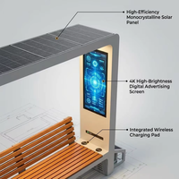 Banc solaire intelligent YUBANG, station de recharge publique extérieure avec WiFi Bluetooth - Mobilier de parc en acier inoxydable robuste