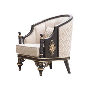 Sillón de Estilo Real de Lujo, Tallado a Mano con Detalles en Pan de Oro, Sillón Individual para Sala de Estar - Product Image 1