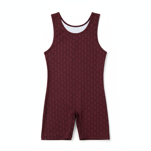 Combinaison de Compression Respirante à Séchage Rapide pour Hommes et Jeunes Motif Géométrique Marron Personnalisé - Product Image 1