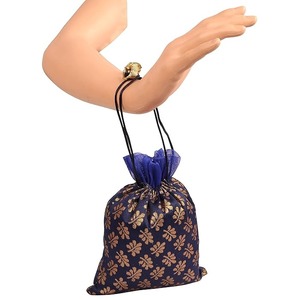 Banarasi Floral Brocade Potli <b>Bag</b> With Pearl Handle &Tassel Ethnic Wedding Purse Women s Handbag for Wedding and Festival Favors - Product Image 3