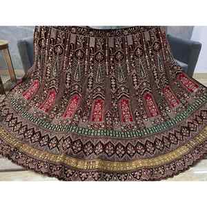 Velvet Lehenga Heavy Jarkan Cut Paste Rajwadi Work Double Can Fit 3,5 M Flair 1,2 M Maroon Rani Choli 2,5 M Dupatta para fiesta - Product Image 1