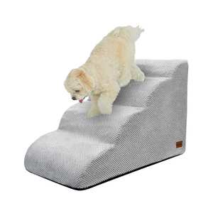 [AllmioPet] 4 Step Gray Cloud Fabric Pet Stairs Designed for Safe Dog Cat Indoor <b>Sofa</b> <b>Bed</b> Access and Joint Care - Product Image 2