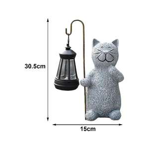 Lámpara Solar decorativa de gato sólido, exhibición de jardín de césped de granja, escultura sólida hecha a mano y lámpara elegante de exhibición - Product Image 6