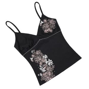 Débardeur court sexy pour femme 2025, style Y2K, tricoté respirant, imprimé vintage, avec logo frontal, col en V, streetwear décontracté et éco-responsable - Product Image 4