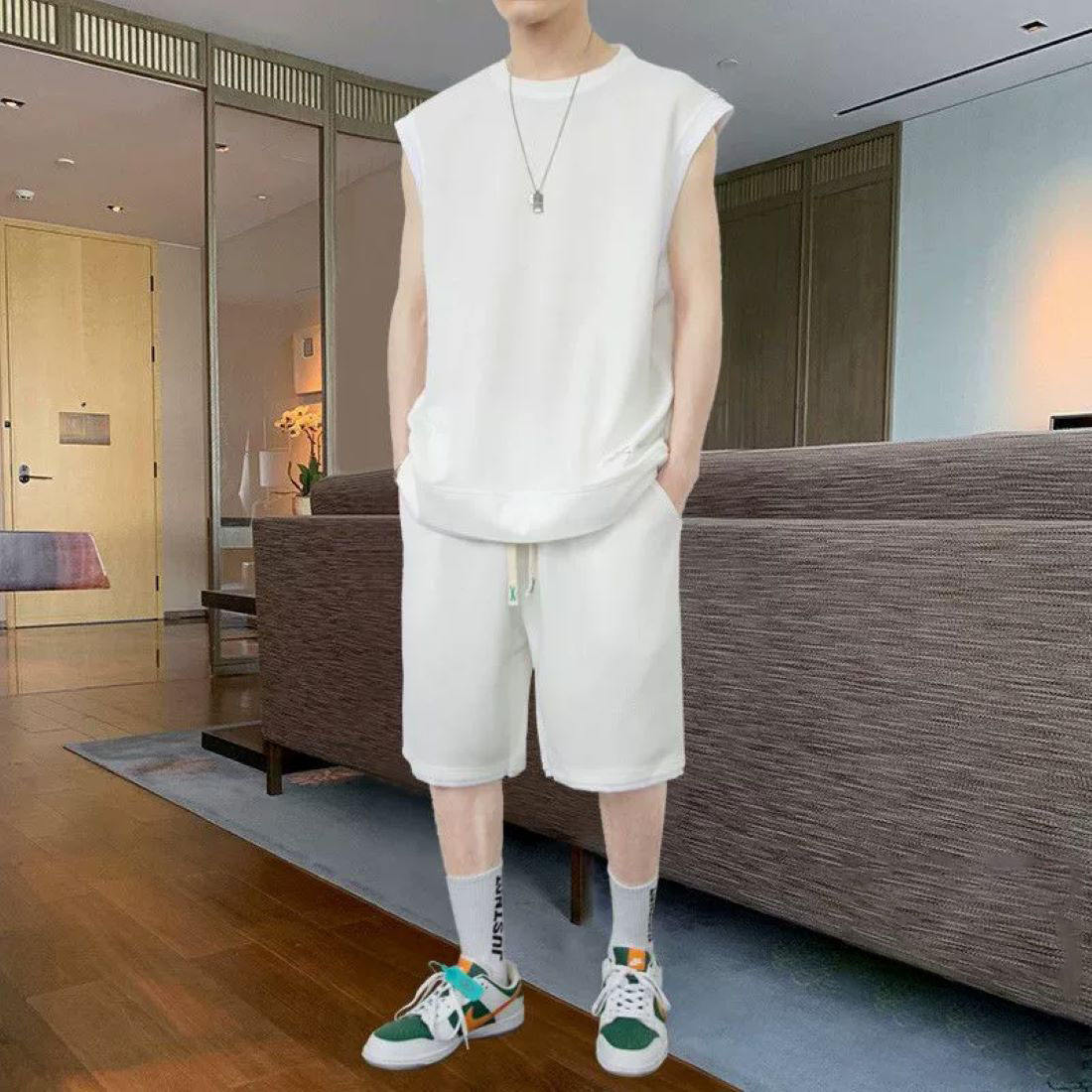 ชุดสูทเสื้อกั๊กบล็อกสี E05สีขาว